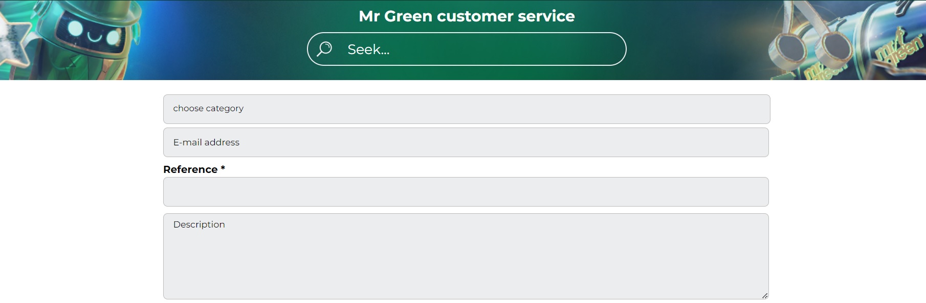 Mr Green Casino Podpora